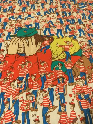 RARE Vintage Where ' s Waldo Twin size flat sheet 2
