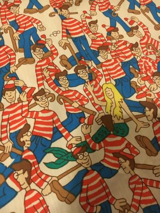 RARE Vintage Where ' s Waldo Twin size flat sheet 3