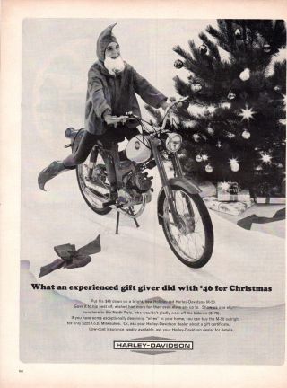 Vintage Advertising Print Ad Bike Motorcycle Harley Davidson M - 50 Santa 