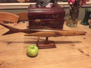 Vintage Pitcairn Island Carved Wooden Flying Fish