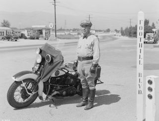 1938 California Highway Patrol Officer And His Harley 8 X 10 Photograph