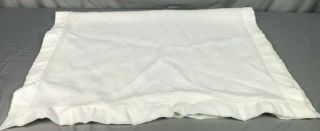 Vintage Baby Waffle Weave Blanket Nylon Trim White Crib Made USA 100 Acrylic 3