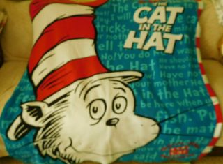 Vintage Dr Suess Cat In The Hat Fleece Throw Blanket 54 " X 49 "