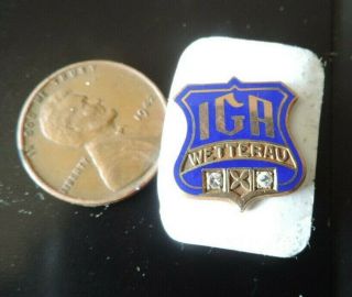 Vintage Iga Wetterau Grocery Store 10k Gold W/ 2 Stones Employee Service Pin Tac