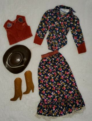 Vintage Barbie 1981 Western Fashion 3578 Westward Ho Bodysuit Skirt Vest Hat