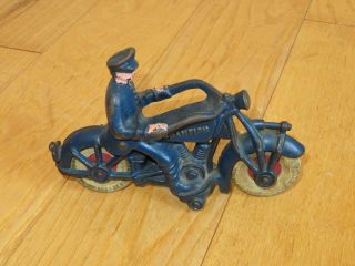 Antique Hubley Large Size Cast Iron Champion Police Motorcycle 7 "