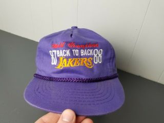 Vintage Los Angeles Lakers World Camps Back To Back 1987 - 1988 Snapback Hat Cap