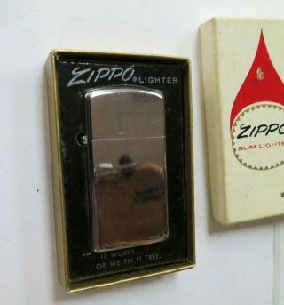 Vintage Zippo Chrome Slim Lighter - With The Box