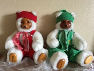 Raikes Christmas Bears Green And Red Santa 