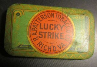 Vintage Antique Lucky Strike Tobacco Tin R.  A.  Patterson Tobacco Co.  Richmond Va