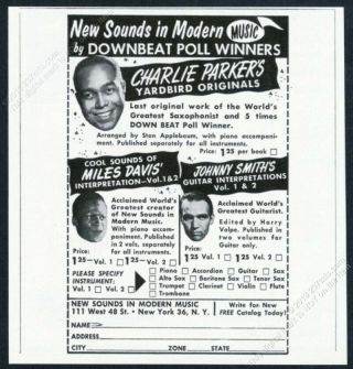 1955 Charlie Parker Photo Miles Davis Johnny Smith Sounds Vintage Print Ad