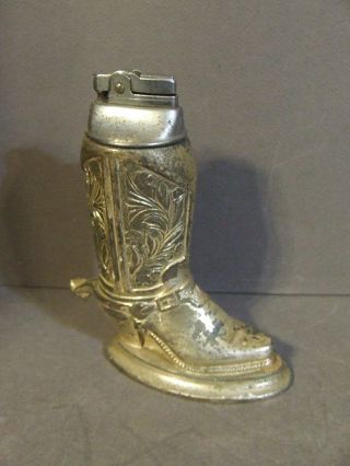 Vintage Hilton Cowboy Boot With Spur Cigarette Table Lighter