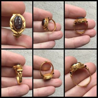 Rare Ancient Roman Gold And Carnelian Intaglio Ring
