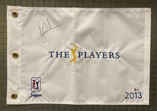 Tiger Woods Signed 2013 Tpc The Players Golf Pin Flag Beckett Bas Loa Auto