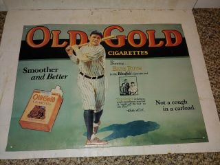 Vintage 1990 Babe Ruth Old Gold Cigarettes Embossed Tin Metal Wall Bar Pub Sign