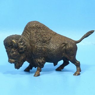 4.  5 " Antique Austrian Bergmann Vienna Bronze Patinated Buffalo Bison Geschutzt