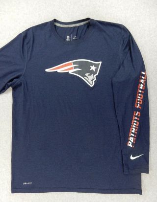 England Patriots Long Sleeve Nike Dri Fit Football Shirt (mens Large)