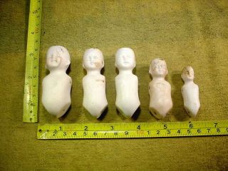 5 X Excavated Vintage Unpainted Bisque Doll Body Age 1890 Hertwig Art 13587