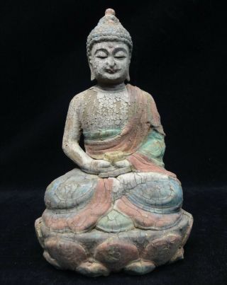 Rare Large Old Chinese Hand Carving Wooden Shakyamuni Buddha Statue Sculpture