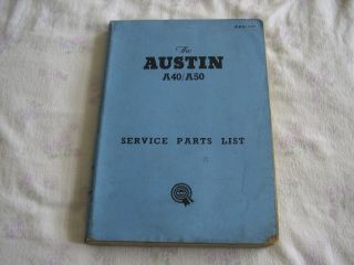 Vintage Austin A40 & A50 Cambridge Parts List Saloon,  Van,  Pickup Suntor Camper