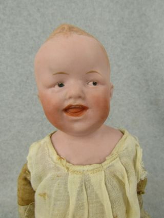 Antique German Gebruder Heubach Bisque Head Laughing Boy Doll W Crooked Smile