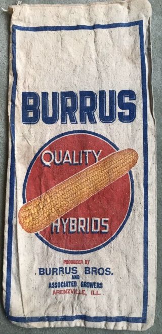 Vintage Burrus Quality Hybrids Seed Sack Arenzville Ill