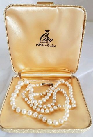 Antique Natural Cultured Pearls Necklace.  Platinum Fastener.  By Ciro.  York