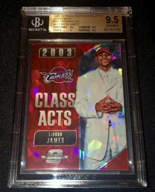 Lebron James 2018 - 19 Contenders Optic Class Acts Red Cracked Ice Bgs 9.  5 - Pop 2