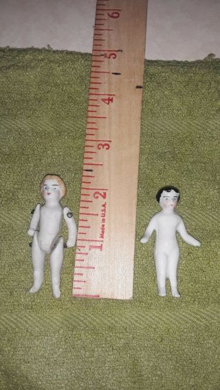 2 Antique All Bisque German Dolls 1 Jointed