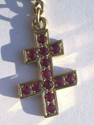 Antique 33rd Degree 14k Gold Ruby Masonic Scottish Rite Cross Watch Fob 1900s