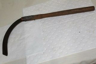 Vintage Wooden Handle Sickle Scythe Corn Knife Farm Tool Sugar Tobacco Cutter