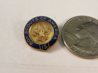 Old Vintage Boy Scouts Of America 15 Year Service Pin 1/20 10k