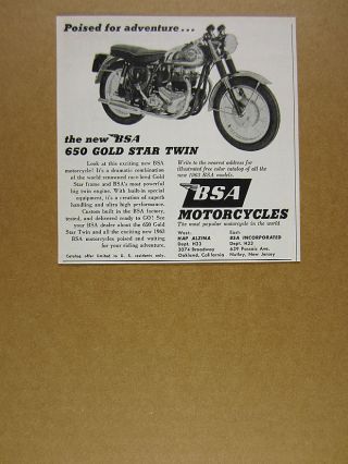 1963 Bsa 650 Gold Star Twin Motorcycle Photo Vintage Print Ad