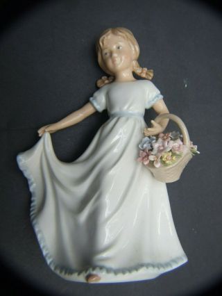Vintage Adora  Fine Porcelain Figurine Girl W Flowers Basket By Cosmos