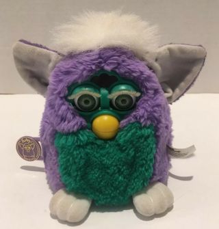 Vtg Tiger 1999 Furby Babies Purple Green With Green Eyes
