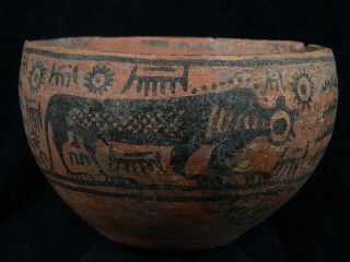 Ancient Large Size Teracotta Painted Bowl With Lions Indus Valley 2500 Bc Pt587