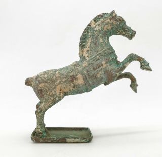 Ancient Roman Ca.  100 Ad Bronze Hollow Horse Statue With Base - R432