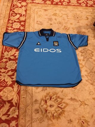 Manchester City 2001 2002 Football Soccer Jersey 50 - 52 Home Le Coq Sportif