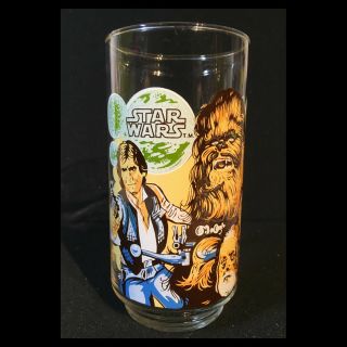 Vintage 1977 Star Wars Chewbacca Burger King Coca Cola Glass Han Solo Luke