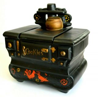McCoy Pottery USA Vintage Black Wood Burning Cook Stove Cookie Jar 3