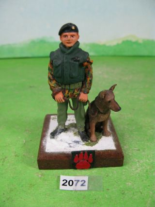 Vintage Metal Soldier On Wood Base Dog Handler Figure Model Toy 2072