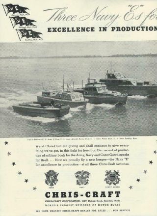 1942 Wwii Chris - Craft Boat Ad/ Patrol Boats/ Army Q Boat/ Navy Rescue Boat
