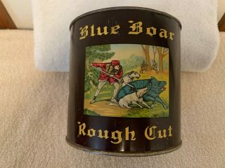 Old Blue Boar Rough Cut Pipe Tobacco Tin Can 14 Oz.  ? Vgc