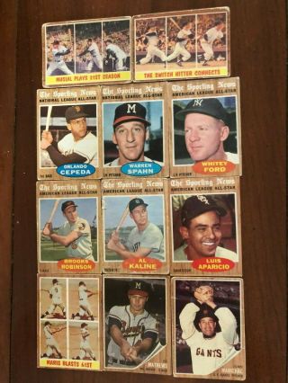 1962 Topps Baseball 284 Different,  Many High Numbers,  Poor To Good