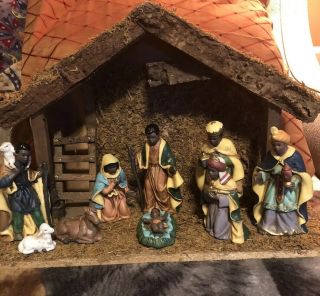 Vintage 10 Piece African American Nativity Set Christmas 6 " Figures Hand Painted