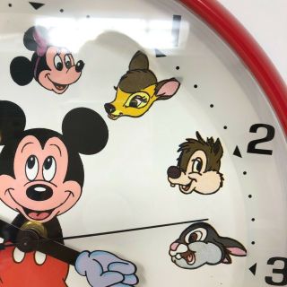 Vintage Sunbeam Disney Wall Clock Quartz Mickey Mouse Pooh Daffy EXTRA Red 3