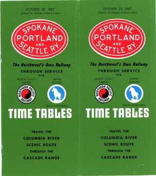 Spokane,  Portland & Seattle Railway System Passenger Time Table,  Oct 29,  1967