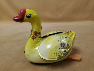 Vintage Wind Up Tin Toy Goose Swan Flapping Ms 098 China Key Missing