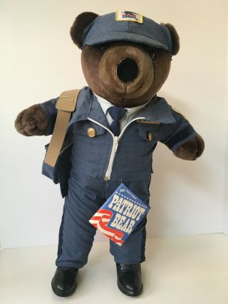 Large Vintage 20 " Patriot Bear Teddy Plush Usps Letter Carrier 1986 Jj Wind