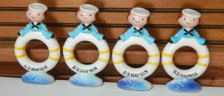 Set Of 4 Vintage Enesco Napkin Rings S.  S.  Napkin Sailors